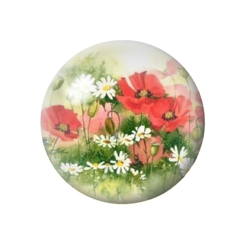 Cabochon en Verre Illustré Fleurs 12 à 25mm