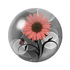 Cabochon en Verre Illustré Fleurs 12 à 25mm pour la création de bijoux fantaisie - DIY