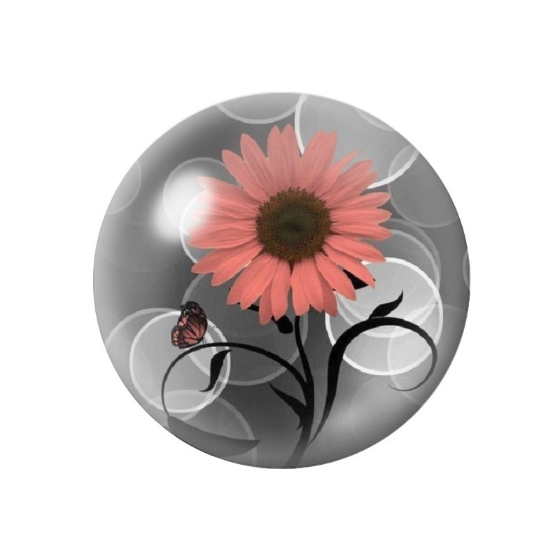 Cabochon en Verre Illustré Fleurs 12 à 25mm