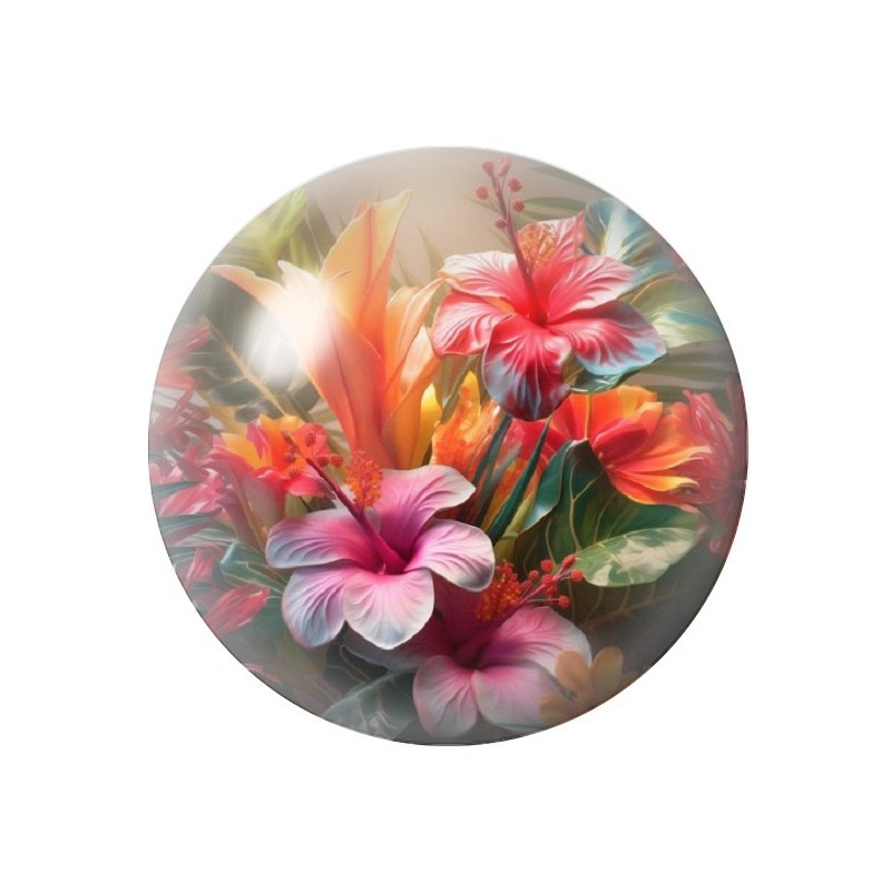 Cabochon en Verre Illustré Fleurs 12 à 25mm