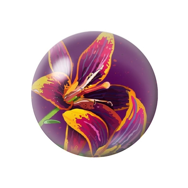 Cabochon en Verre Illustré Fleurs 12 à 25mm