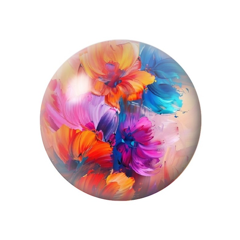 Cabochon en Verre Illustré Fleurs 12 à 25mm