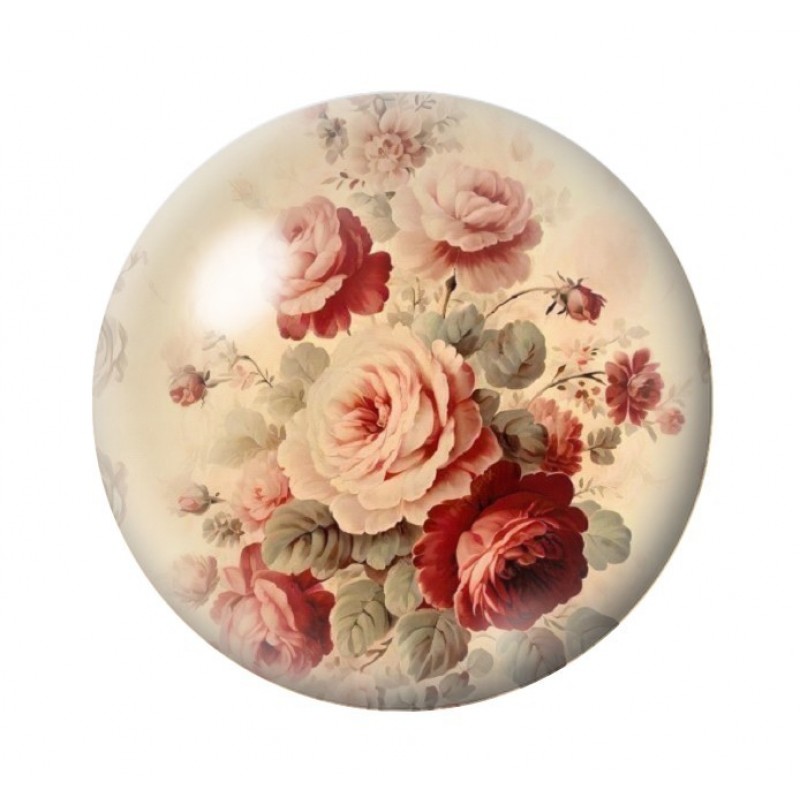 Cabochon en Verre Illustré Fleurs 12 à 25mm