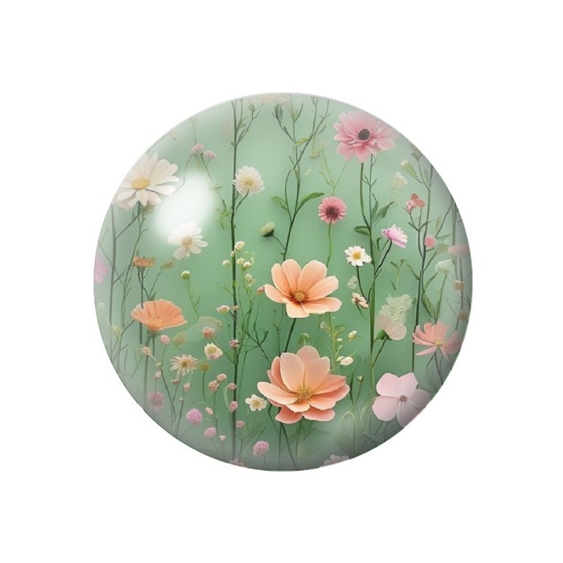 Cabochon en Verre Illustré Fleurs 12 à 25mm