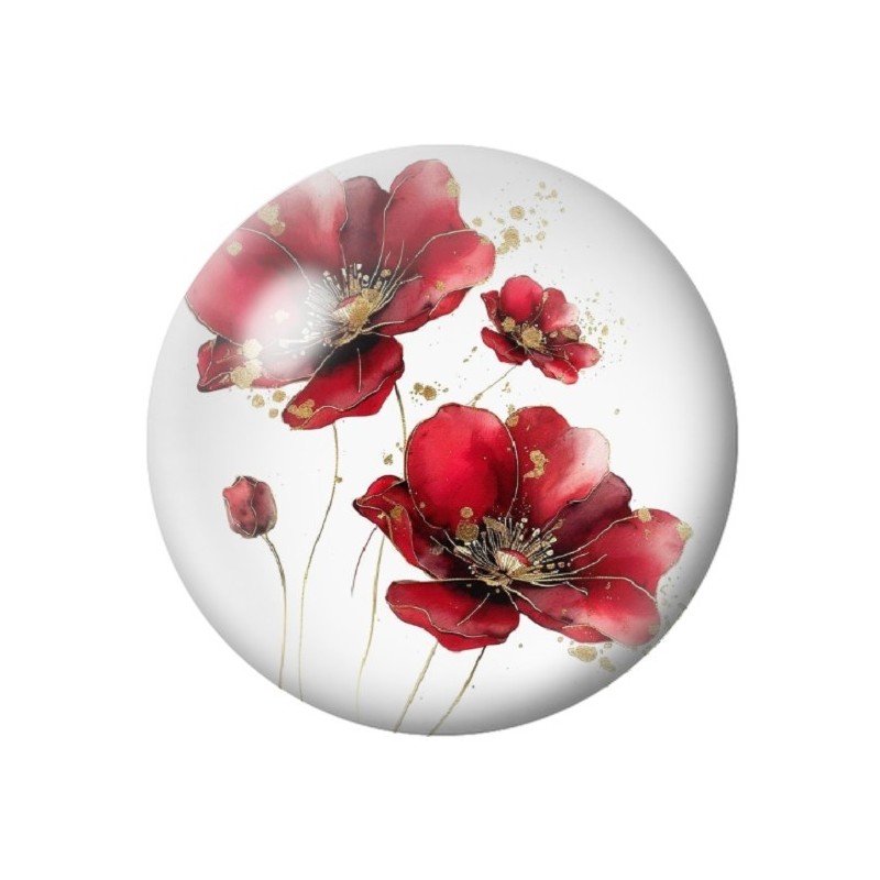 Cabochon en Verre Illustré Fleurs 12 à 25mm