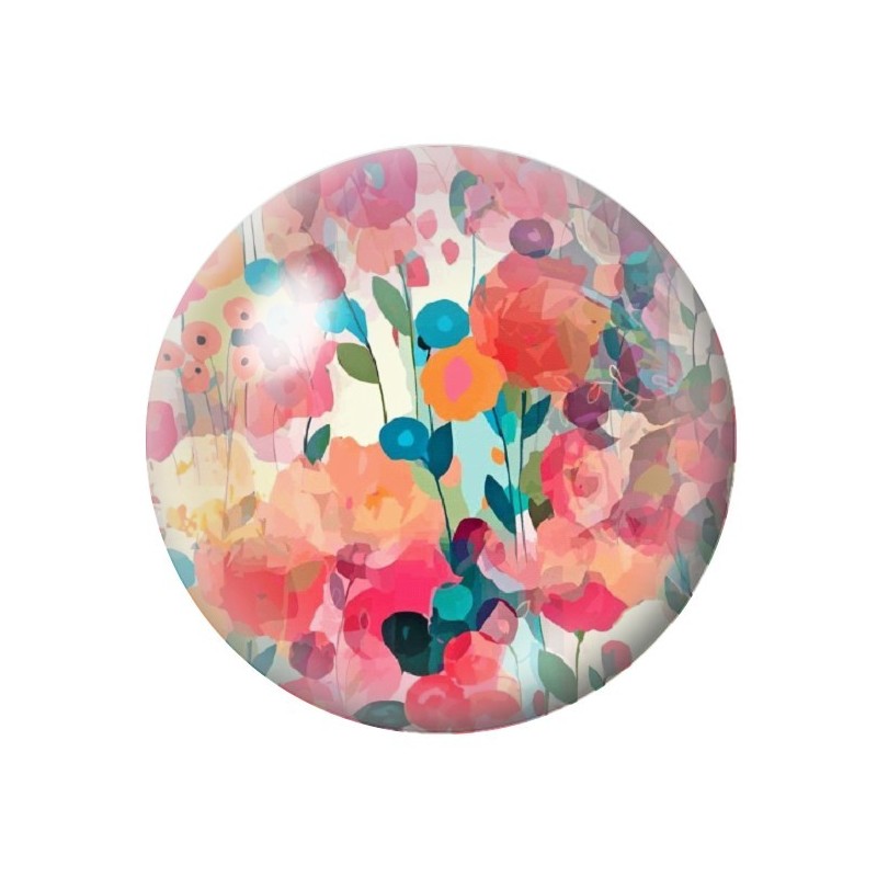 Cabochon en Verre Illustré Fleurs 12 à 25mm