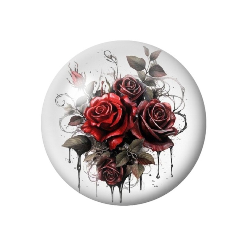 Cabochon en Verre Illustré Fleurs 12 à 25mm