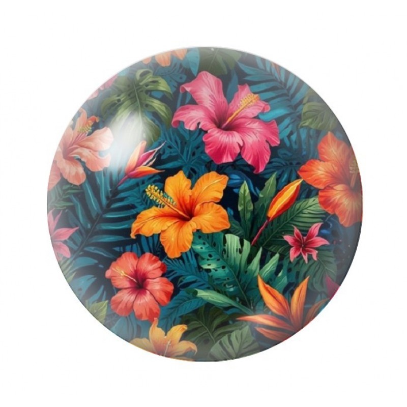 Cabochon en Verre Illustré Fleurs 12 à 25mm