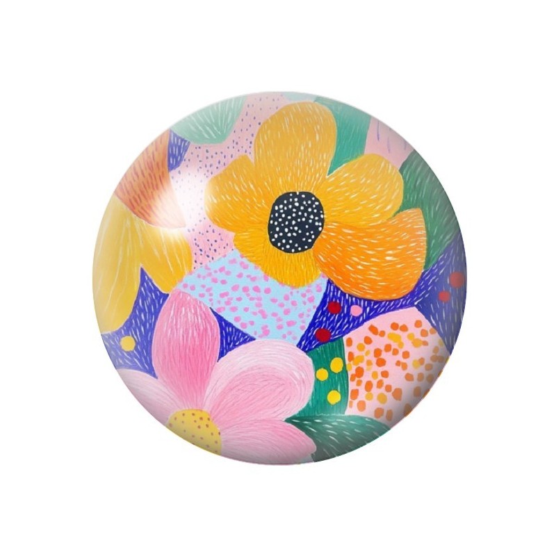 Cabochon en Verre Illustré Fleurs 12 à 25mm