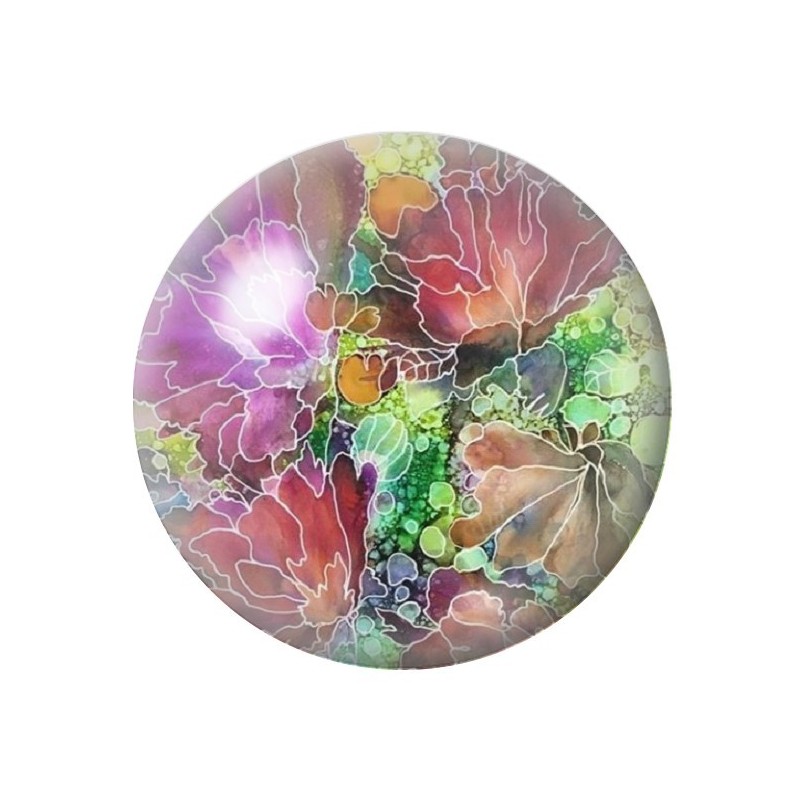 Cabochon en Verre Illustré Fleurs 12 à 25mm