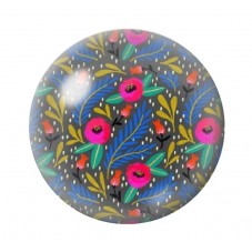 Cabochon en Verre Illustré Fleurs 12 à 25mm pour la création de bijoux fantaisie - DIY
