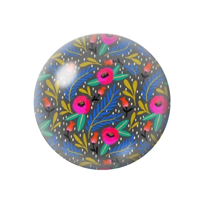 Cabochon en Verre Illustré Fleurs 12 à 25mm