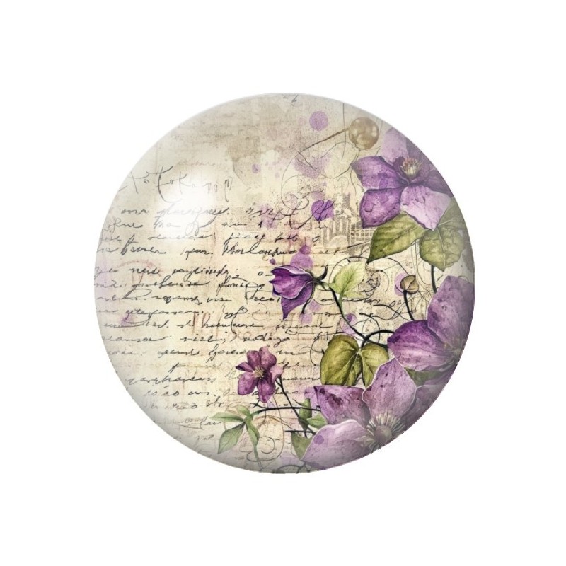 Cabochon en Verre Illustré Fleurs 12 à 25mm