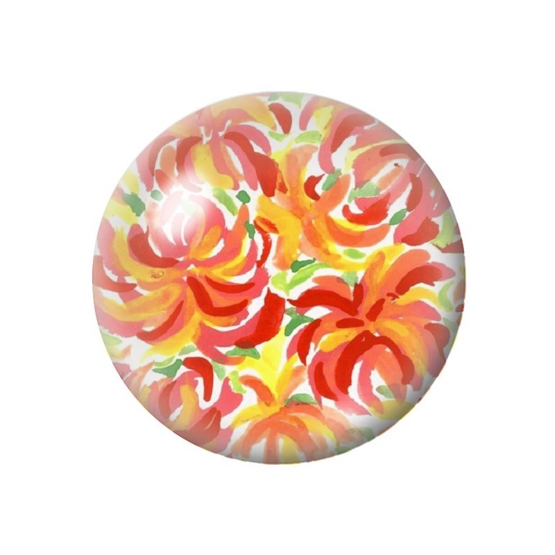 Cabochon en Verre Illustré Fleurs 12 à 25mm