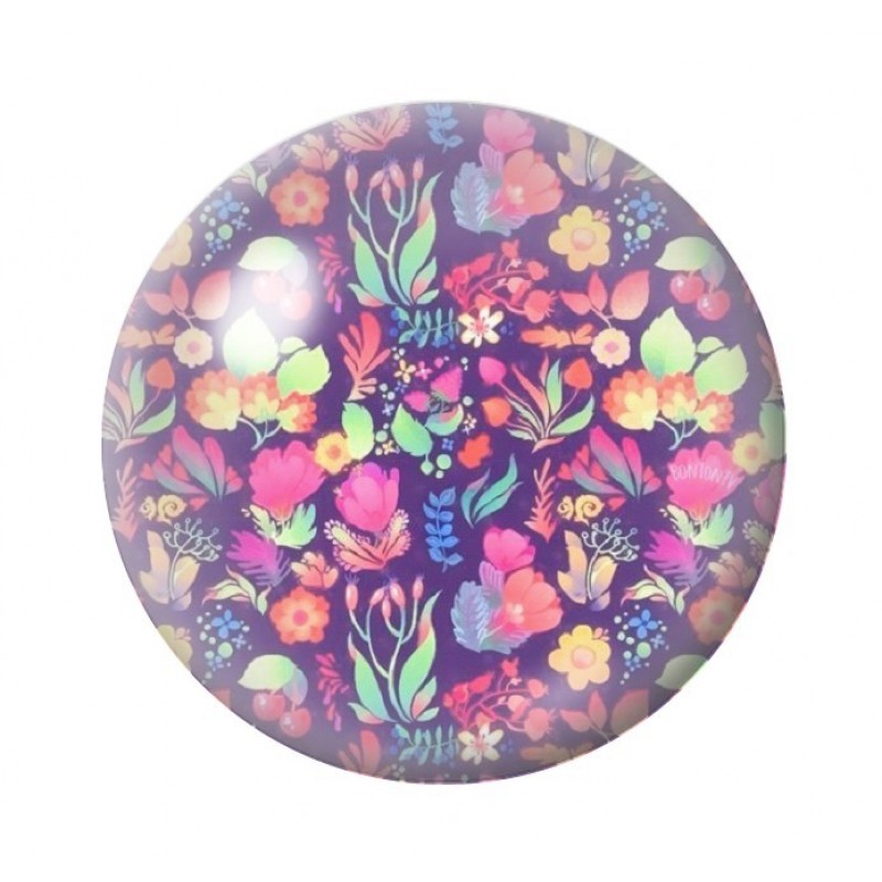 Cabochon en Verre Illustré Fleurs 12 à 25mm