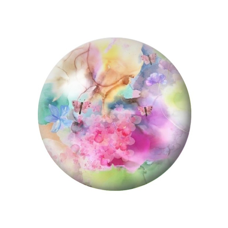 Cabochon en Verre Illustré Fleurs 12 à 25mm