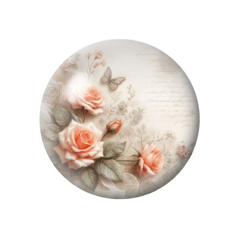 Cabochon en Verre Illustré Fleurs 12 à 25mm