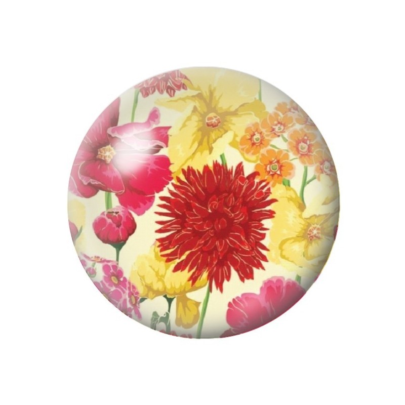 Cabochon en Verre Illustré Fleurs 12 à 25mm