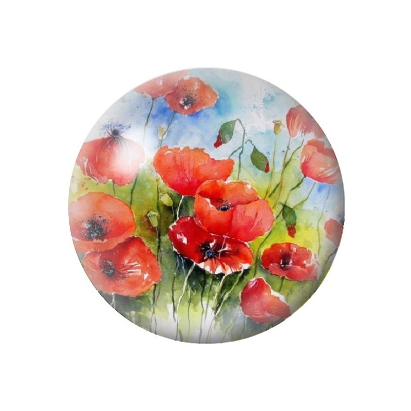 Cabochon en Verre Illustré Fleurs 12 à 25mm