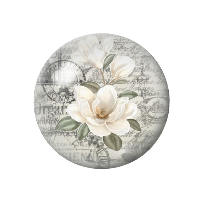 Cabochon en Verre Illustré Fleurs 12 à 25mm