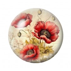Cabochon en Verre Illustré Fleurs 12 à 25mm pour la création de bijoux fantaisie - DIY