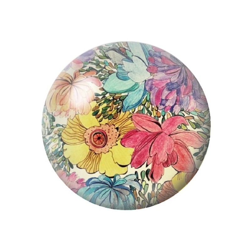 Cabochon en Verre Illustré Fleurs 12 à 25mm