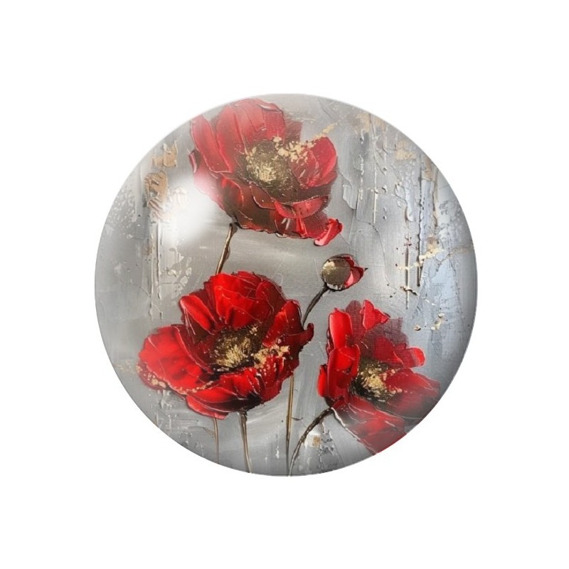 Cabochon en Verre Illustré Fleurs 12 à 25mm