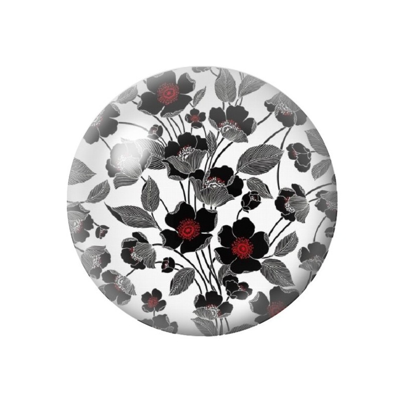 Cabochon en Verre Illustré Fleurs 12 à 25mm