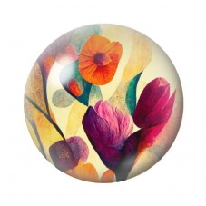 Cabochon en Verre Illustré Fleurs 12 à 25mm pour la création de bijoux fantaisie - DIY
