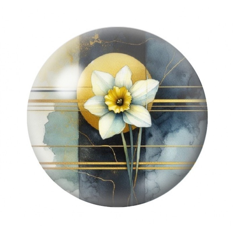 Cabochon en Verre Illustré Fleurs 12 à 25mm
