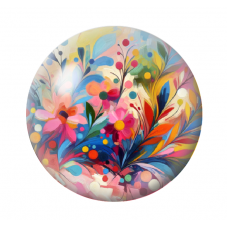 Cabochon en Verre Illustré Fleurs 12 à 25mm pour la création de bijoux fantaisie - DIY