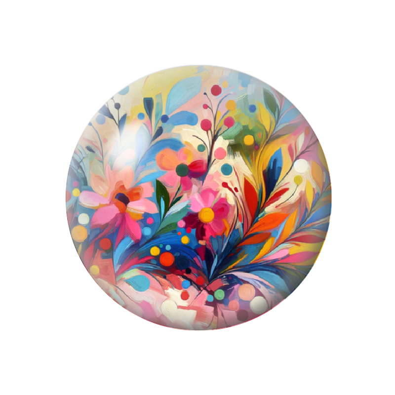 Cabochon en Verre Illustré Fleurs 12 à 25mm