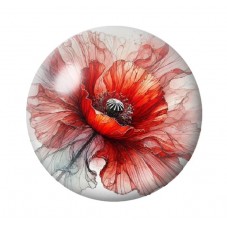Cabochon en Verre Illustré Fleurs 12 à 25mm pour la création de bijoux fantaisie - DIY