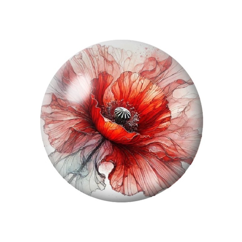 Cabochon en Verre Illustré Fleurs 12 à 25mm
