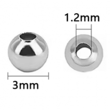 50 Perles Intercalaires en Acier Inoxydable Argenté 3mm