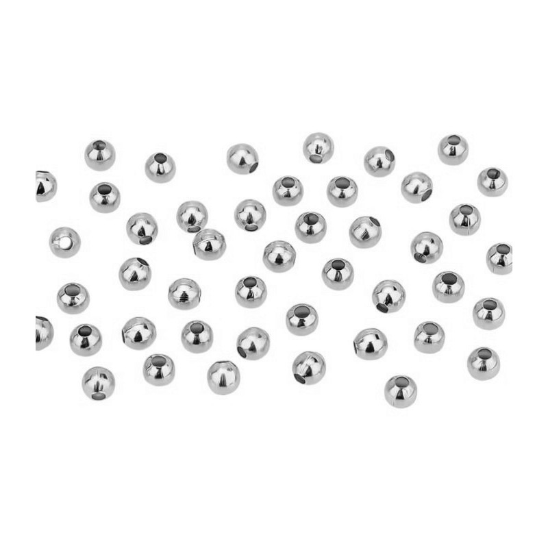 50 Perles Intercalaires en Acier Inoxydable Argenté 3mm