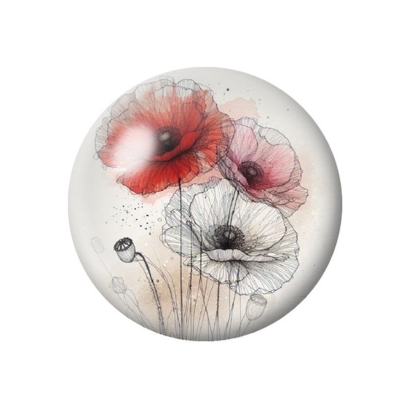 Cabochon en Verre Illustré Fleurs 12 à 25mm