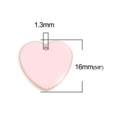 2 Breloques Coeur en Émail Rose 16mm Saint Valentin