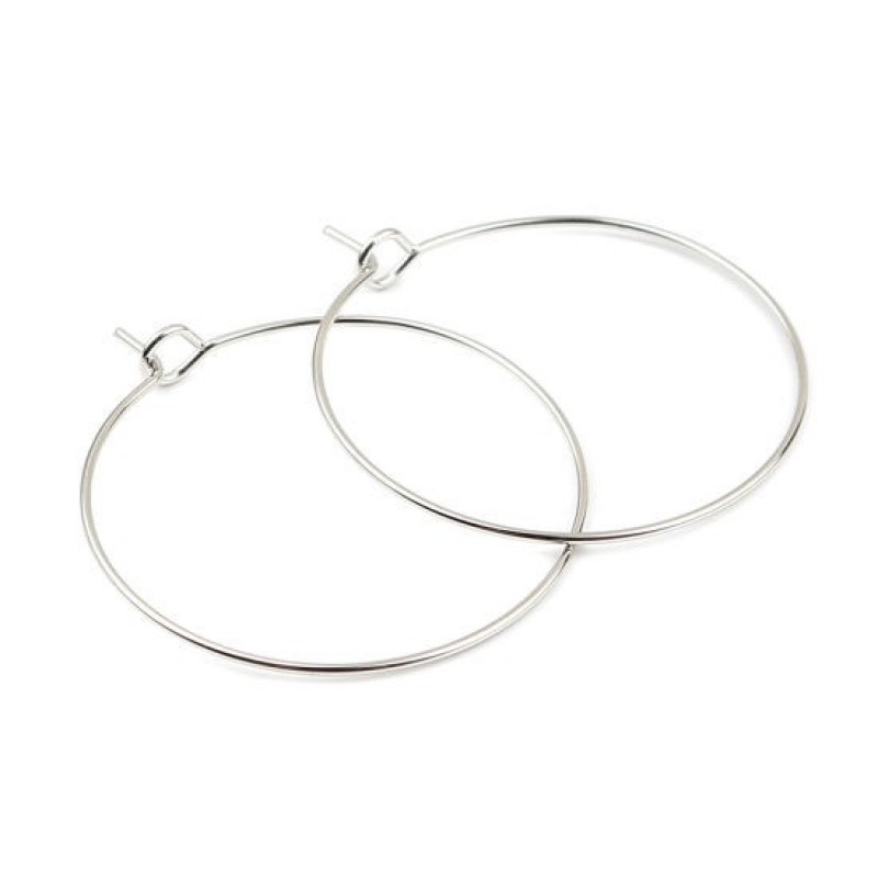 10 Supports soit 5 Paires de Boucle d'Oreille Créole Platine 30mm