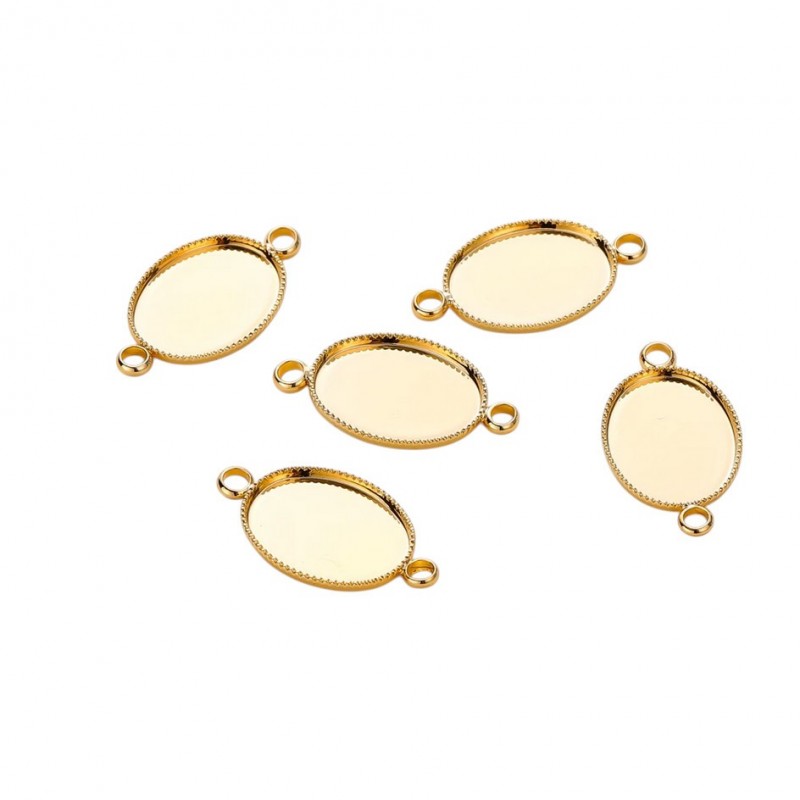 Support Connecteur Plaqué Or 18K pour Cabochon 13x18mm