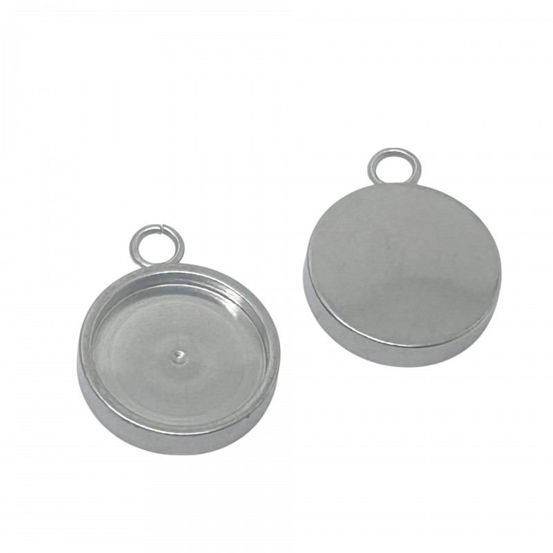 Support Pendentif Argenté en Acier Inoxydable pour Cabochon 12mm