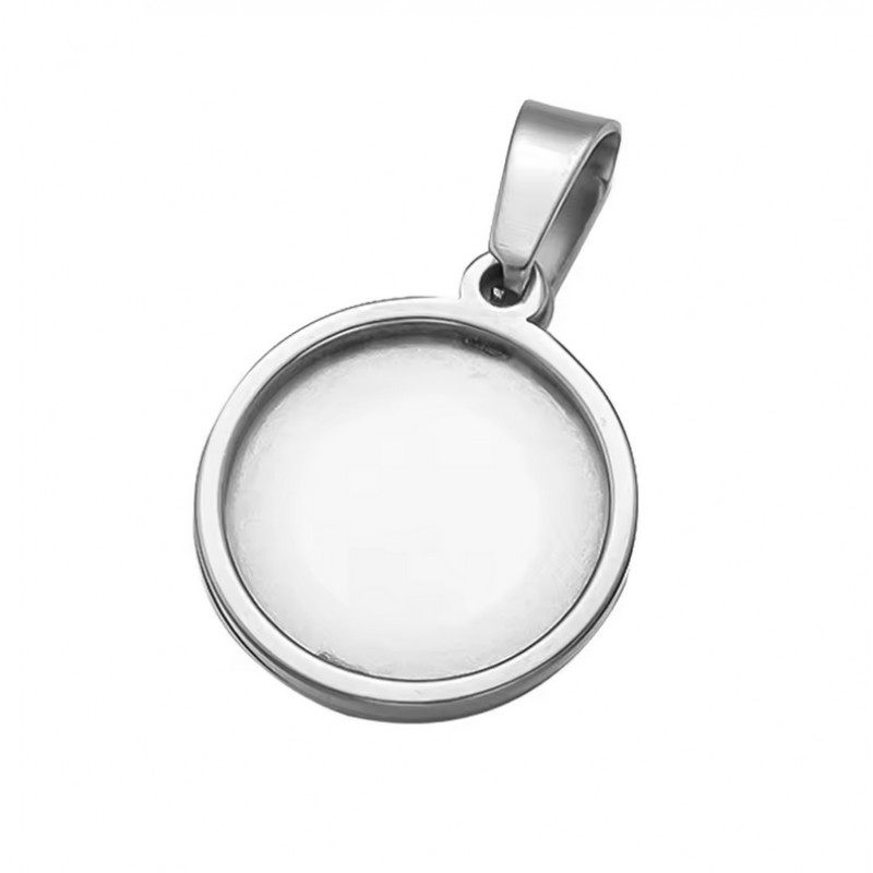 Support Pendentif Argenté en Acier Inoxydable pour Cabochon 16mm