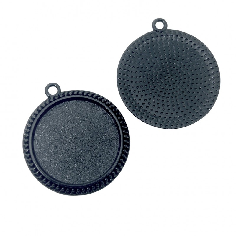 Support Pendentif Noir pour Cabochon 25mm