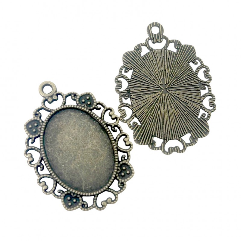 Support Pendentif Bronze pour Cabochon 18x25mm