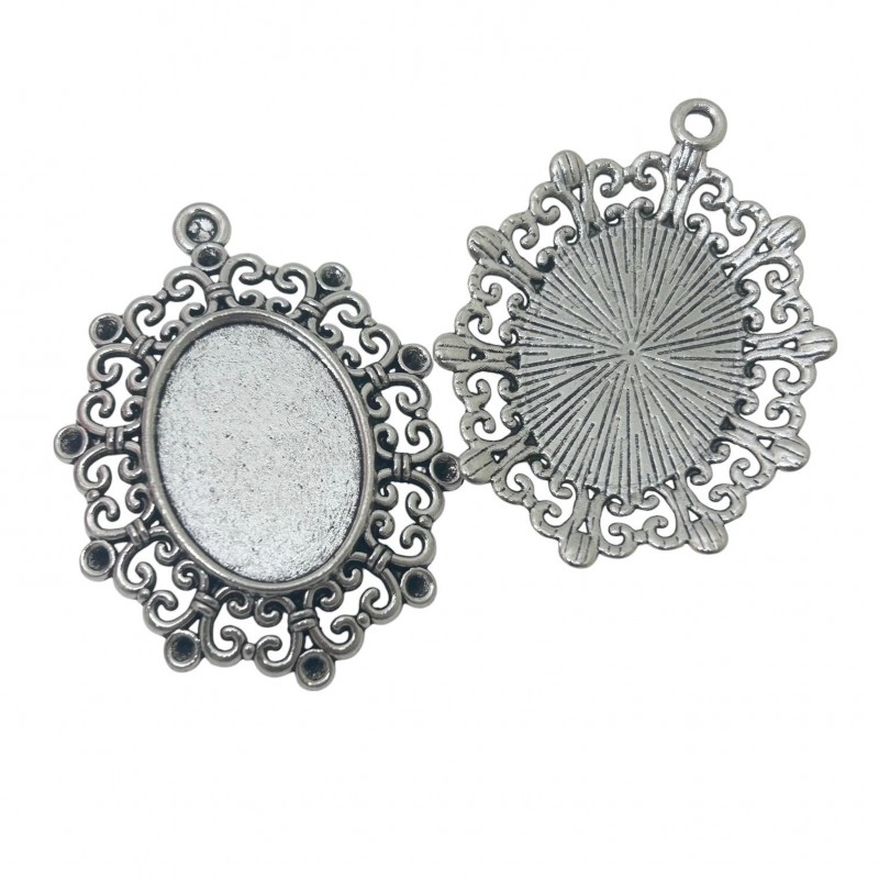 Support Pendentif Argenté pour Cabochon 18x25mm