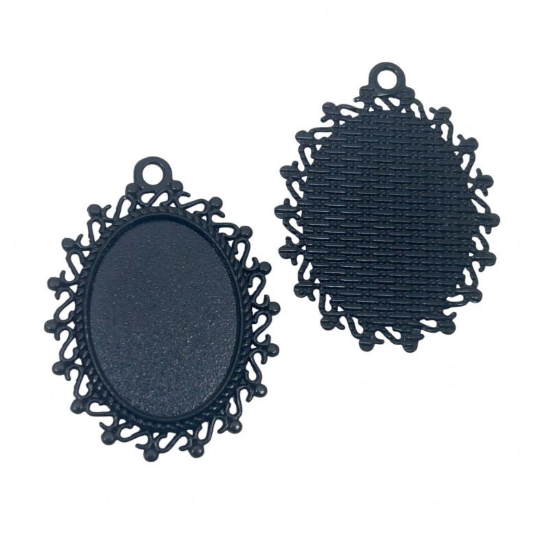 Support Pendentif Noir pour Cabochon 18x25mm