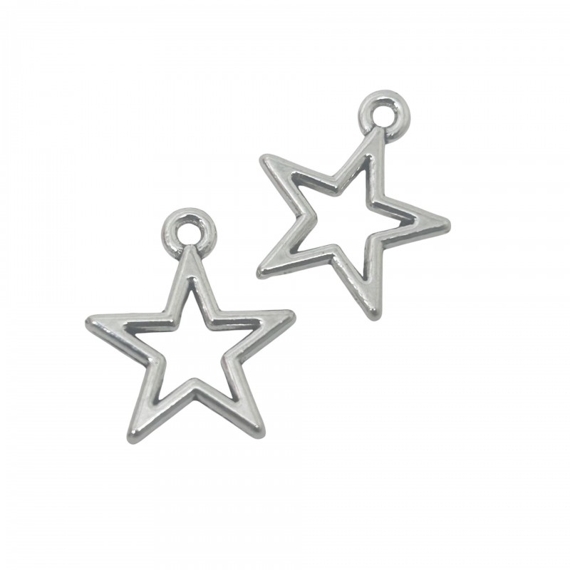 5 Breloques Étoile Argenté 16x14mm