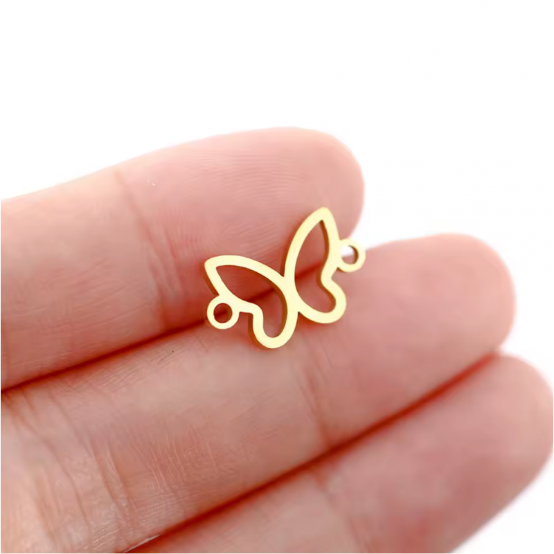 Connecteur Papillon Doré en Acier Inoxydable 16x10mm - Fantasyline
