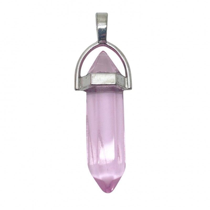 Pendentif en Verre Teinté Translucide Rose Bonbon 4cm