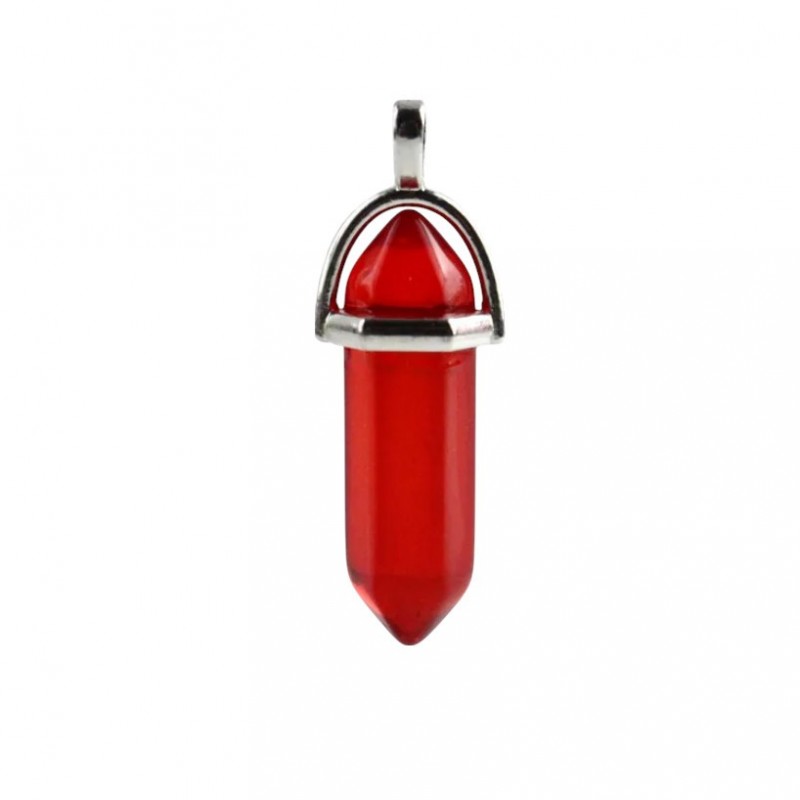 Pendentif en Verre Teinté Rouge Flamboyant 4cm